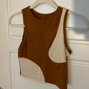 Slightly cropped brown tank top